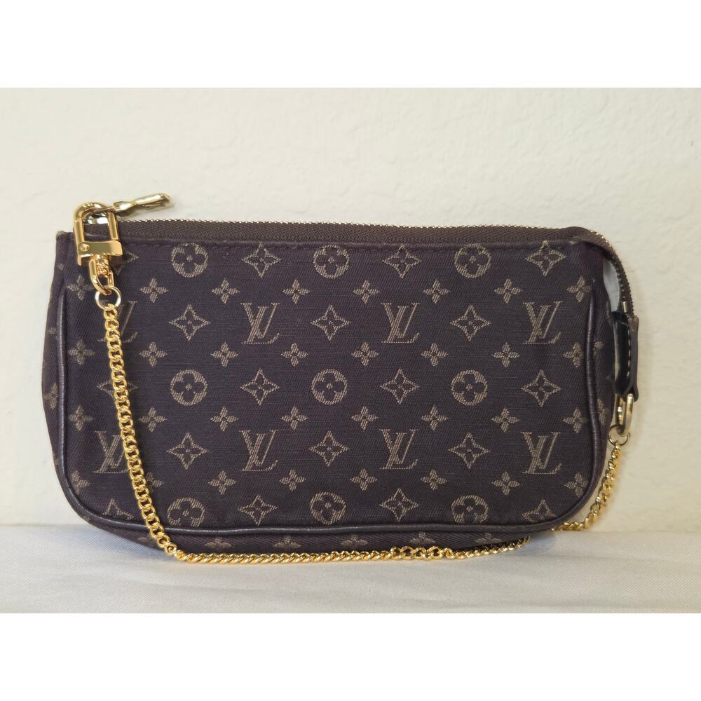 Louis Vuitton Mini Lin Mini Pochette Accessories Brown Monogram Canvas Chain Bag